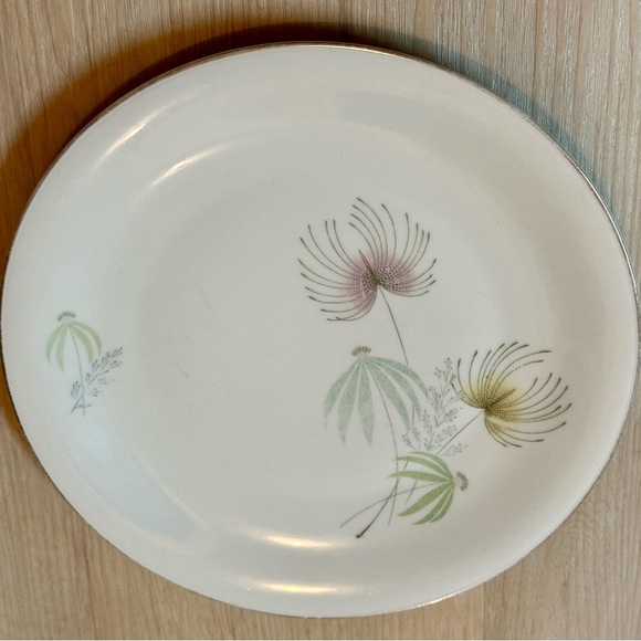 Vintage Bavaria Tirschenreuth Plate – White w/ Floral Design, Silver Rim, Rare - Picture 2 of 16